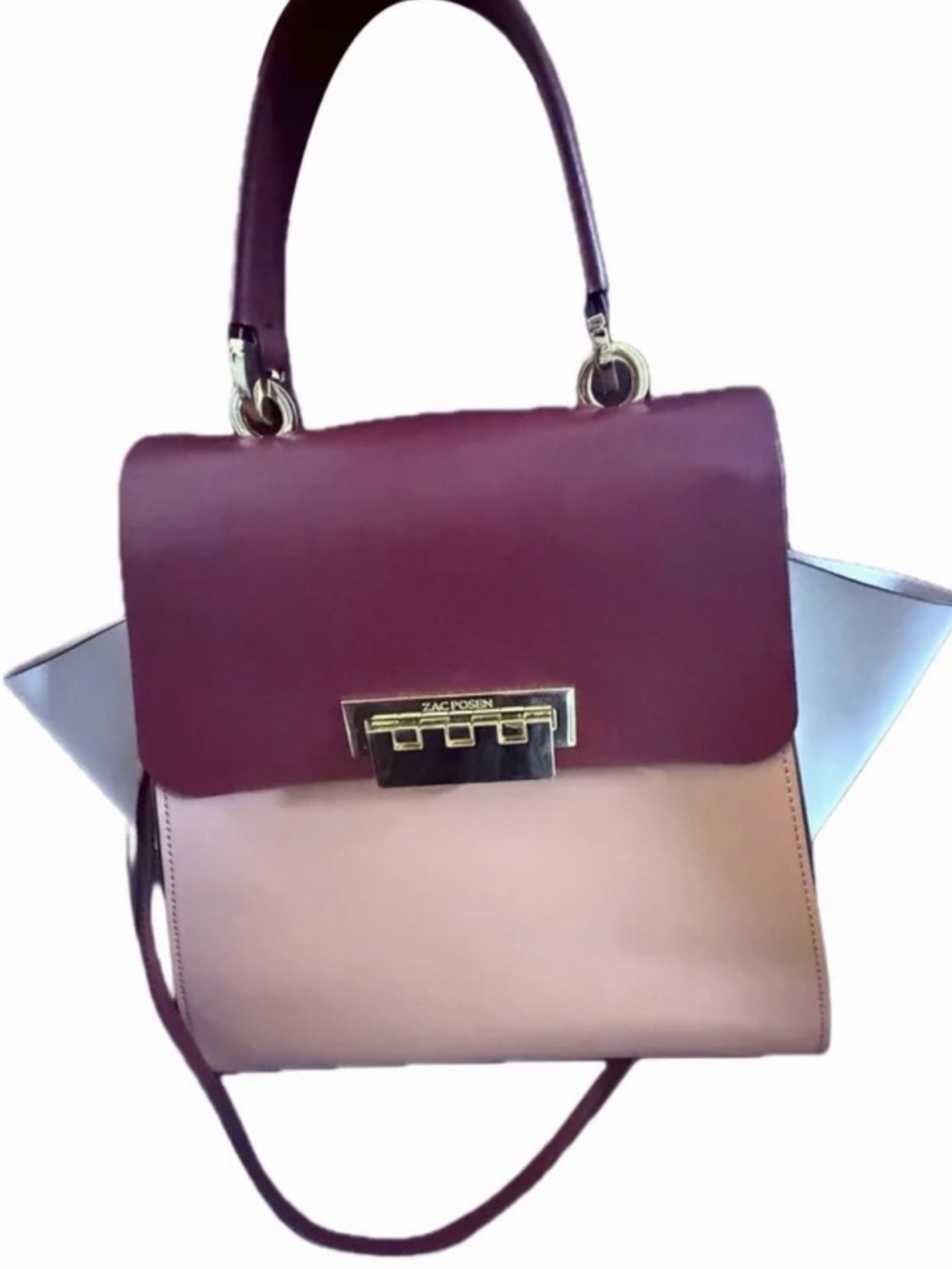 Zac Posen Eartha Iconic Mauve WhiteMatte/Purpule/Pink Leather top leather handle
